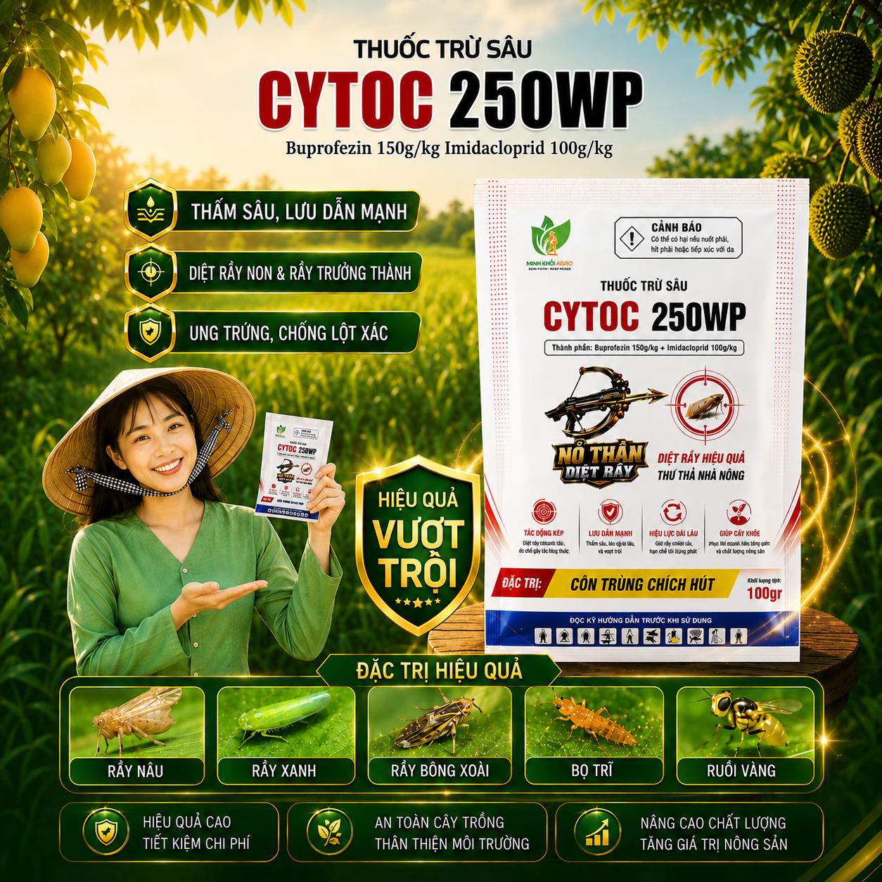 Thuốc trừ sâu Cytoc 250WP - Gói 100g